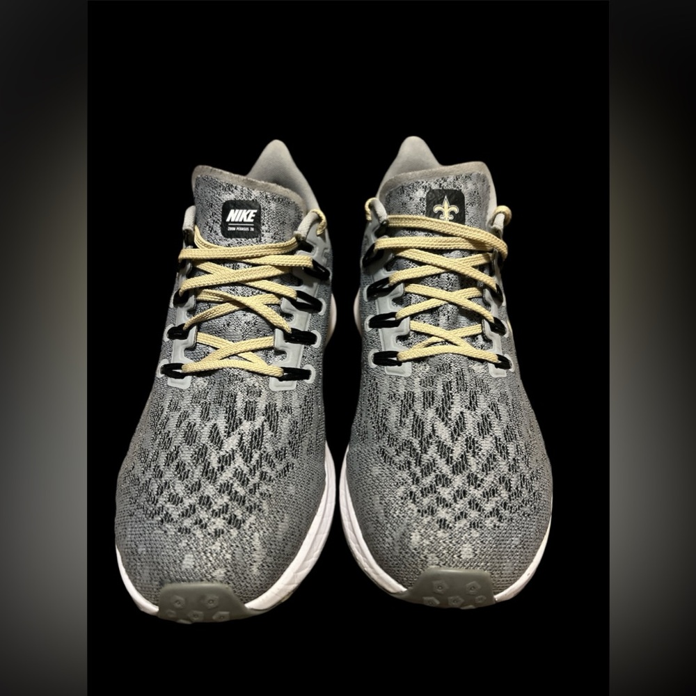 Women's Nike Air Zoom Pegasus 36 New Orleans Saints GrayGold Running Shoes 9.5